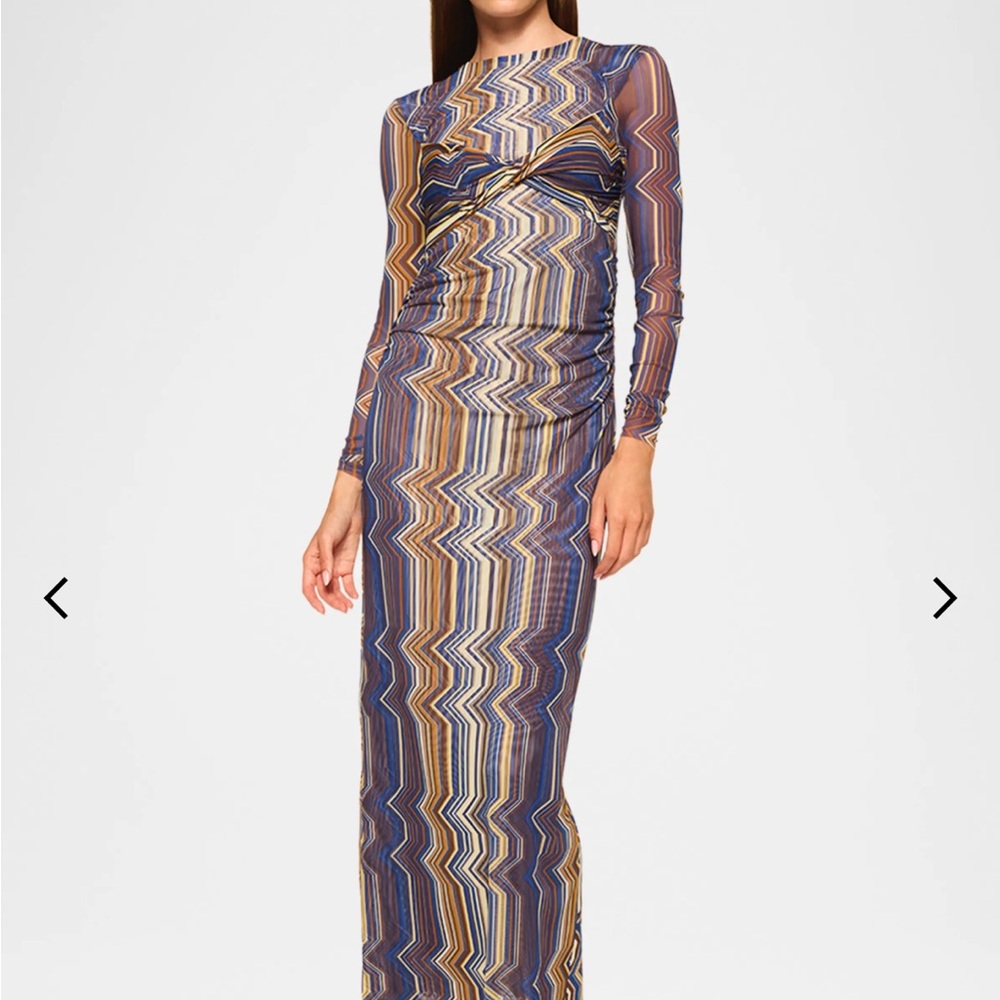 Misa Idris Zigzag Printed Mesh Dress